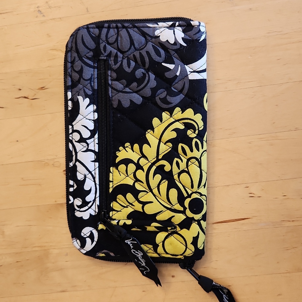 Vera Bradley Floral Wallet Black EUC
